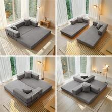 2-Seater Foldable Sofa Bed, 62'' Convertible Sleeper Sofa, Spring Folding Floor Couch With With Pillow Back Support Armrest, 4-In-1 Futon Sofa Bed For Living Room - Grey - View 4