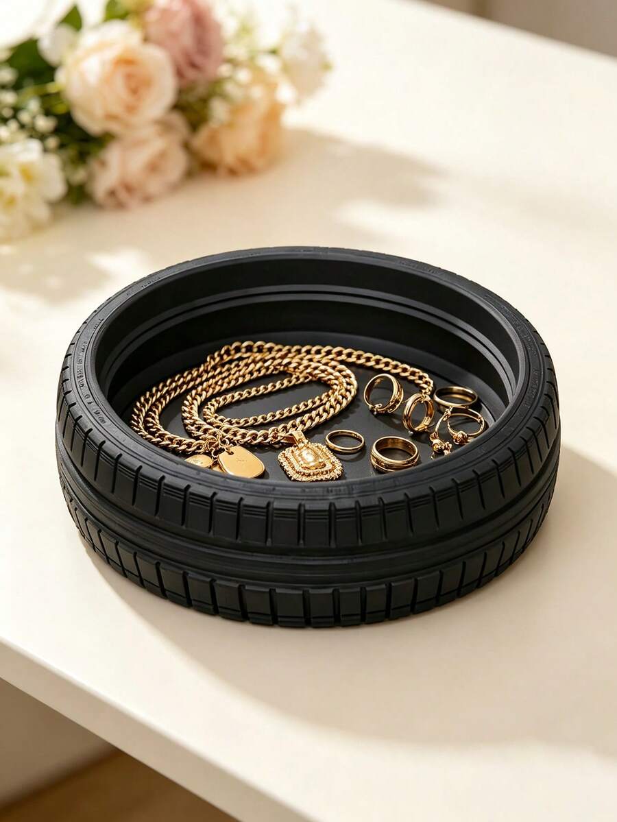 Car Tire Storage Box,Storage Box Designed To Resemble A Car Tire,Jewelry Storage Tray,Decorate Home Or Living Room,For Keeping Keys And Coins Organized, Thoughtful Gift For Any Motorcycle Lover - Multicolor - View 1