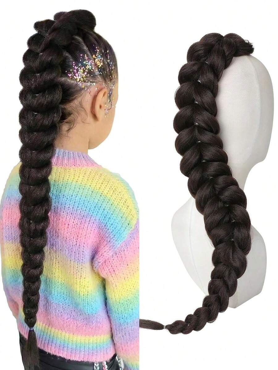 Hasbro Synthetic Colorful Ponytail With Elastic Hair Tie Braiding Ponytail Hair Extensions Hair Accessories For Kids 1pc