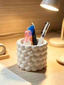 3D Printed Bubble Pearl Texture Pen Holder, Rounded Granular Design, Minimalist INS Style Desktop Practical Storage Organizer Decor - Bubble Pearl Texture Pen Holder - View 1