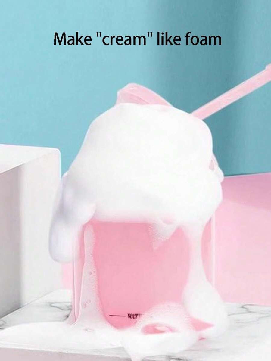 1pc Pink Foaming Cleanser Dispenser, Small & Large Size, Portable Manual Face Wash Foaming Bottle, Bubble Foaming Cup, Cleanser Accessory