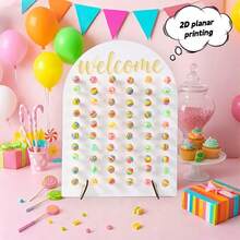2D Planar Printing 1pc Gold Wooden Arch Lollipop Stand | Arch-Shaped Wooden Lollipop Desktop Display Rack, Happy Birthday Party Decoration, Wedding Bride Party Decoration, Anniversary Party Table Centerpiece, Handmade, No Assembly Required - A - View 11