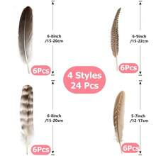 Assorted Artificial Craft Feathers 12/24Pcs, 4 Styles 12-22cm Spotted Wing Feathers For Hat Making, Jewelry, Costume, Wedding DIY Decor - A - View 11