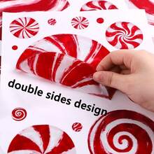 1set Christmas Window Clings, Candy Window Decals, Oil Painting Christmas Red Candy Window Stickers Double Sided Glass Decals For Winter Xmas Home Classroom Office Party Decoration - Candy Christmas Theme Window Decals - View 6