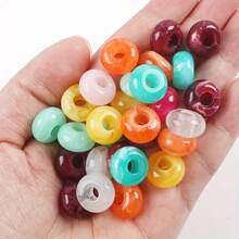 50pcs Acrylic Faux Jade Abacus Beads, Dual-Color Gradient Large Hole Loose Beads, Handmade Bracelet Necklace Earring Jewelry Craft Accessories, Phone Charm And Keychain Making Material - Multicolor - View 6