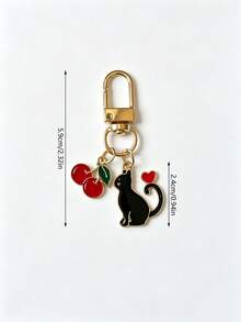 Cute Cat Cherry Keychain Pendant, Exquisite Small Bag Decoration Accessory, USB Drive Anti-Loss Hanging Charm, Bag Zipper Buckle - Multicolor - View 5