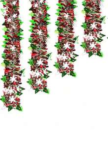 1pc Christmas Metallic Brushed Wreath, Christmas Tree Hanging Ornament, Holiday Party Fireplace Mantel Railing Decoration - A - View 3