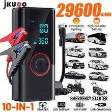 jkuoo Alat Bantu Start Darurat dengan Kompresor Udara - Pengukur Tekanan Ban Digital 180PSI, Pengisian Daya USB, Cocok untuk Kendaraan Bensin/Berbagai Jenis Kendaraan, Desain Portabel, Dilengkapi dengan Lampu Darurat LED, Fitur Deteksi dan Penyesuaian Tekanan Ban. - Mesin + aksesoris - View 2