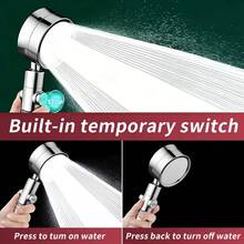 1pc Pressurized Filter Shower Head, 3-Gear Adjustable High Pressure Shower Faucet For Home Bathing, Adjustable Angle Shower Head, Bathroom Accessory, Hose And Bracket Not Included - C - View 5
