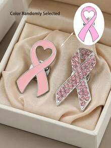 1/2/3/15pcs Pink AIDS Awareness Ribbon Charity Badge, Soft Pink Heart Ribbon, AIDS Awareness Badge - Multicolor - View 12