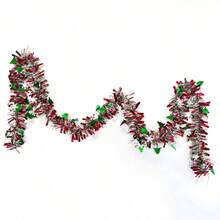 1pc Christmas Metallic Brushed Wreath, Christmas Tree Hanging Ornament, Holiday Party Fireplace Mantel Railing Decoration - A - View 12