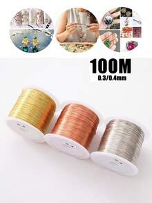 100m/Roll Gold Beaded Wire, Premium Jewelry Wire, Anti-Oxidation, Rust-Resistant, Suitable For Making Various Bracelets, Earrings, Necklaces DIY, Hair Clips, Jewelry Weaving, Shaping, Floral Metal Wire Wrapping, Handmade Crafts, Jewelry Handmade Design - Multicolor - View 1