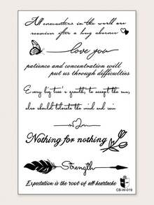 1pc Herbal Juice Semi-Permanent Magic Tattoo Sticker, Feather Butterfly Floral Heart English Pattern, Long-Lasting 14 Days, Non-Fading, Non-Reflective, Temporary Tattoo For Arm, Shoulder, Neck And Body - Blue - View 2