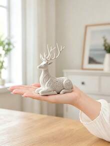Exquisite Creative Christmas Theme European Style Carved Reindeer Lounge Chair Sculpture Ornament, Suitable For Office Desk, Living Room, Bookshelf, Cabin Holiday Decor. Nordic Style Minimalist Versatile, Suitable For Various Home Decor Scenes And Christmas - Multicolor - View 9