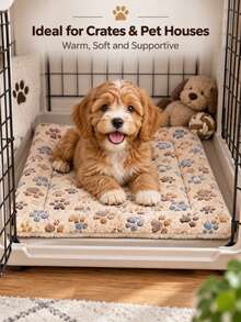 1pc Soft Coral Fleece Paw Print Pet Bed Mat, Cozy Warm Pet Sleeping Cushion For Puppy Kitten, Multiple Colors Available - Rectangle - View 8