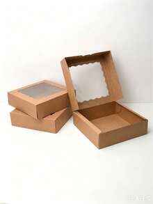 2pcs/5pcs/10pcs/15pcs Solid White Gift Boxes With Star & Scalloped Clear Window, Easy‑Assemble Tuck‑Top Foldable Paper Cases For Holiday Party, Candy & Handmade Treats Storage - 8825 - View 8