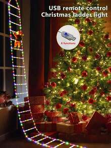 59.06in/1.5M Christmas Ladder Lights, USB Powered LED Christmas Candy Ladder Lights, Decorative Ladder Lights, USB Powered, Suitable For Home, Porch, Window, Wall, Christmas Tree Outdoor Indoor Decoration, Christmas Holiday String Lights Hanging Decoration, Santa Claus Climbing Ladder Lights Decorative Lights, Yard Lawn Holiday Decoration Atmosphere Lights, Porch Hallway Landscape Lights Wall Hanging Lights - Christmas Ladder Lights - View 3
