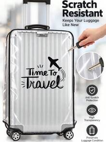 Unisex Cartoon Illustration Transparent Luggage Cover, Suitable For 20/24/28 Inch Luggage, Trolley Suitcase, Back To School Season, Family Gift, Birthday - Multicolor - View 1