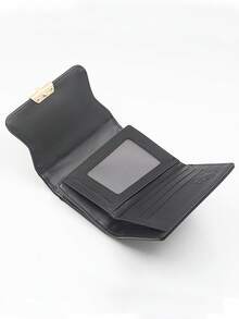 1 buah Dompet Pendek Hitam Klasik, Dompet Koin Minimalis Modis Berkualitas Tinggi dari Kulit PU, Dompet Koin Lipat Multifungsi Serbaguna untuk Pelajar dengan Banyak Slot Kartu dan Tempat Kartu Identitas, Dompet Penyimpanan - Hitam - View 4