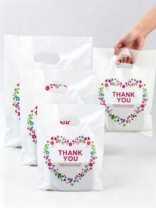 100 Pcs White Thank You Gift Bags - Premium Kraft Paper Bags For Jewelry, Apparel, Wedding Favors, And Retail Packaging - Multiple Styles - View 1