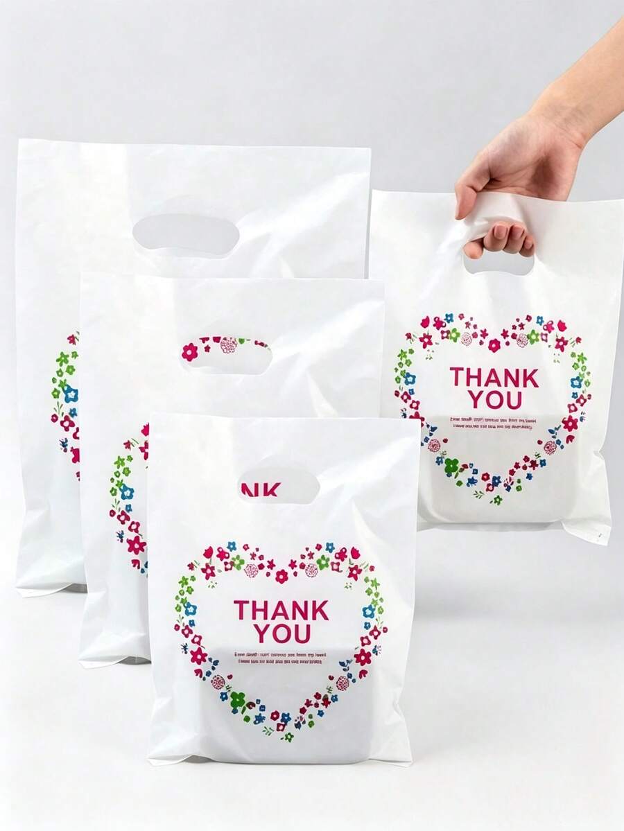 100 Pcs White Thank You Gift Bags - Premium Kraft Paper Bags For Jewelry, Apparel, Wedding Favors, And Retail Packaging - Multiple Styles - View 1