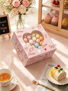8pcs/12pcs/24pcs Valentine Style Hollow Heart Viewable Packaging Boxes Creative Printed Paper Cases For Candy Treats & Gift Storage - View 6