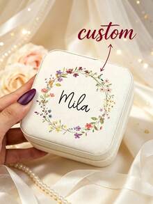 1pc Customized Women's Jewelry Storage Box, Personalized Name Printing, Fashion Personalized Leather Jewelry Box, Exquisite Memorable Holiday Gift, Suitable For Mother's Day Gift For Mom, Best Friend, And Anniversary Christmas Gift - Multicolor - View 4