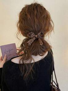 1pc Leopard Print Hair Accessory With Ribbon, Suitable For Minimalist Hairstyles, Ideal Everyday Wear Accessory. Can Be Used As Ponytail Clip, Hair Tie, Hair Tie And More - Multicolor - View 11