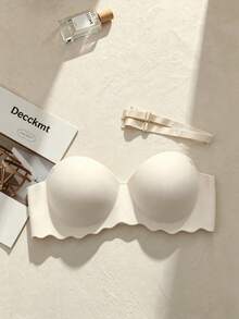 Women's Seamless Bandeau Bra, Push-Up Bra With Detachable Straps, Non-Slip Wireless Invisible Bra, Suitable For Weddings And Parties - Apricot - View 10
