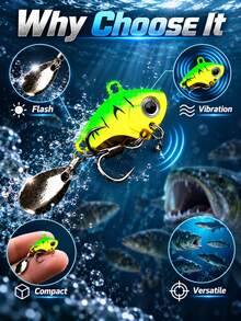 1pc Full-Body VIB Lure, Winter Ice Fishing Special Rotating Glitter Metal Fake Bait, Long Cast Sinking Bionic Lure For Bass And Perch - Multicolor - View 9