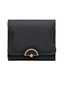 1 buah Dompet Pendek Hitam Klasik, Dompet Koin Minimalis Modis Berkualitas Tinggi dari Kulit PU, Dompet Koin Lipat Multifungsi Serbaguna untuk Pelajar dengan Banyak Slot Kartu dan Tempat Kartu Identitas, Dompet Penyimpanan - Hitam - View 3