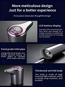 Smart Electric Water Pump With LCD Display And 30s Timer, USB Rechargeable Portable Water Pump, Suitable For 5L And Gallon Water Bottles, One-Touch Operation, Powerful Suction, Universal Base, Suitable For Home, Kitchen And Office - Multicolor - View 9