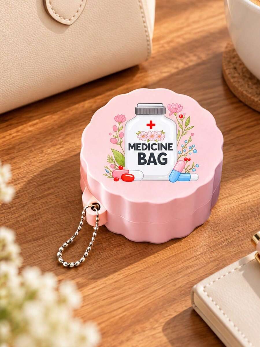 Portable Pill Bottle Organizer, With Chain,Travel Personal Pill Container For Pocket Purse, Medications And Personal Items, Boxes For Home And Outdoor - Multicolor - View 1