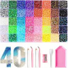 40pcs Jelly Resin Rhinestone Set, Shiny Decorative Rhinestones DIY Craft Materials, Multi-Color Resin Set, Suitable For Hats, Water Cup Rhinestone Decoration, Jewelry Making, Holiday And Daily Party Decoration - 3mm - View 2