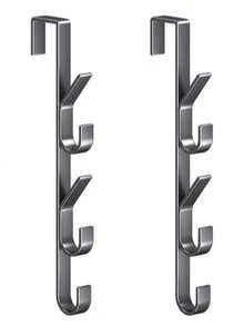 Carbon Steel Door Hook - Heavy Duty Metal Multi-Function Towel Rack | Space-Saving Vertical Design Storage Hook Rack | Bathroom Door Hook Towel Rack, Titanium Color, No Drilling Required, Suitable For Bedroom, Great Choice For Storage Tools, Christmas, Halloween, Room Decor, Bedroom Decor, Home Decor - Multicolor - View 14