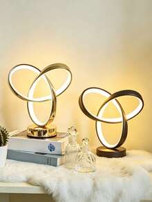1pc Intertwined Ring Table Lamp, Modern Gold Twisted Circular LED Desk Lamp, USB Powered Minimalist Art Decor Light, Suitable For Bedroom, Living Room, Side Table, Ideal Wedding And Christmas Gift - Multicolor - View 8