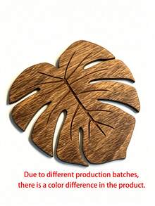 1/2/4pcs Natural Wooden Monstera Leaf Coaster Set, Heat Resistant Non-Slip Coffee & Beverage Cup Mat, Coffee Bar Tabletop Decor Protective Pad, Ideal Gift For Christmas And Thanksgiving - Multicolor - View 8