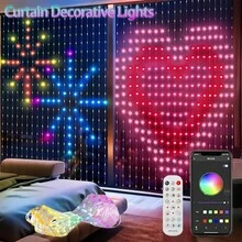 Christmas LED Curtain Lights, Programmable RGB Smart DIY Pixel Fairy String Lights, Music Sync App Remote Control Custom Animation Xmas Lights, USB Powered For Christmas Decor, Holiday Party, Wedding, Home Wall Window Indoor Decoration - APP Control - View 4
