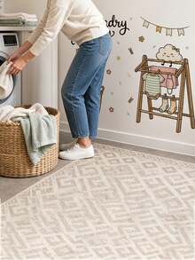 1pc 11.81x23.23 Inch Cartoon Laundry Room Cute Clothing Cloud Wall Sticker, With English Text "Lary", Can Be Applied To Laundry Basket And Drying Rack, Self-Adhesive, Removable Decorative Sticker, Suitable For Balcony, Laundry Room, Warm And Playful Children's Decoration, Campus Decoration - one-size - View 4