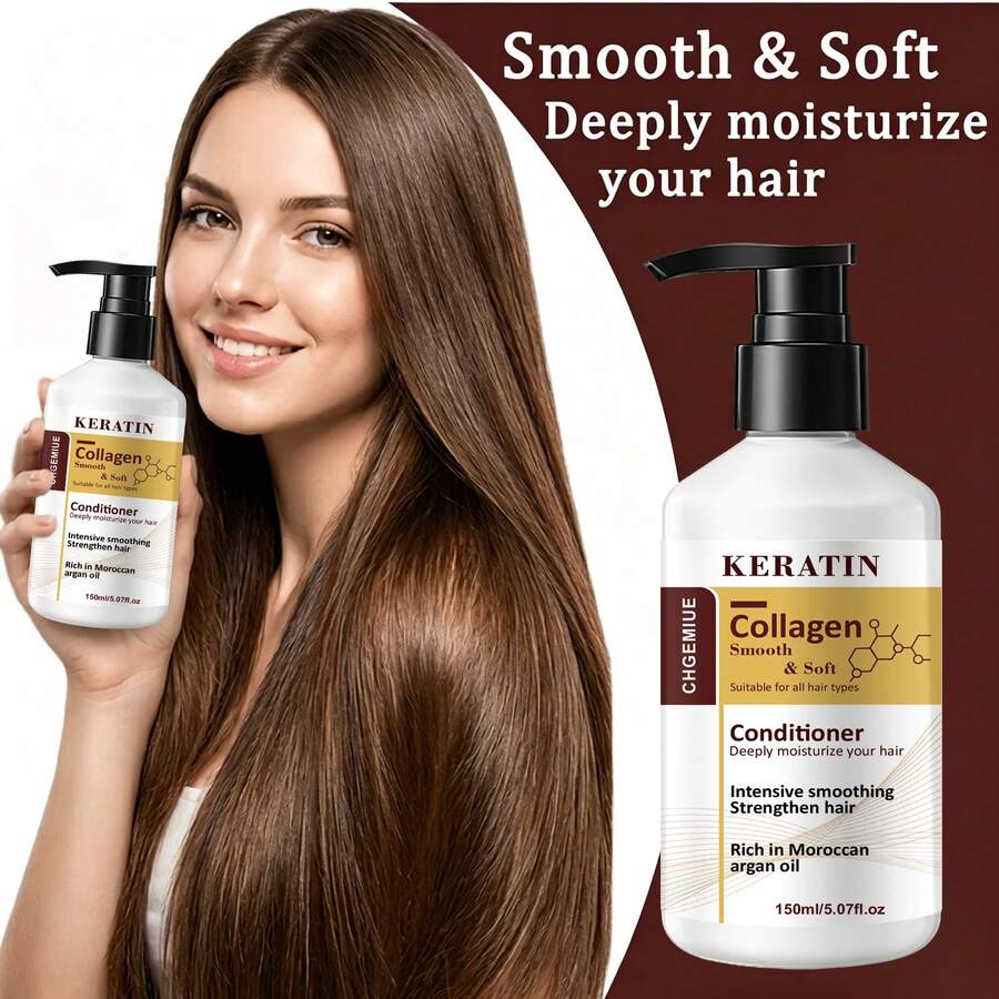 Kondisioner Rambut Keratin Kolagen, Dengan Minyak Argan Maroko, Melembapkan Secara Intensif, Menghaluskan, dan Menguatkan Rambut, Cocok untuk Semua Jenis Rambut, 150ml - Conditioner - View 1