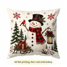 4pcs/1pc Christmas Red & Black Plaid Pattern Pillow Case, Single-Sided Printed Pillow Cover, Suitable For Living Room, Bedroom, Home Decor, All-Season Pillow Case - Multicolor - View 12