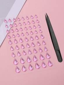 1Set, Aesthetic Stickers, Teardrop Rhinestone Decorative Stickers, Glossy Gem Surface, Self Adhesive, Transparent Base, For Device Surface Decor, For Accessory Embellishment, Ins Style Ornament Stickers - Multi-color Teardrop Stickers - View 10