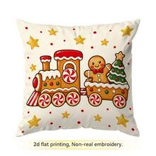 4pcs/1pc Christmas Gingerbread Man Pattern Pillow Case, Single-Sided Printed Pillow Case, Suitable For Living Room, Bedroom, Home Decor, All-Season Pillow Case - Multicolor - View 11