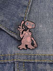 ET Alien Funny Enamel Brooch, Classic Movie Theme Metal Badge, Humorous Gesture Design Pin, Suitable For Backpacks And Clothing, Movie Fan Collectible Accessory - Multicolor - View 6