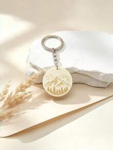New Hot-Selling Handmade DIY Fresh Landscape Wooden Keychain, 1pc Cute Creative Wooden Keychain Pendant, Creative Holiday Gift Souvenir For Lovers And Friends, Creative Gift For Girlfriend, Holiday Gift, Phone And Car Key Ring Accessory, Holiday Creative Small Gift For Others, Event Gift - Multicolor - View 8