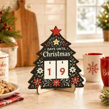 Christmas Tree Shaped, With Sliding Replaceable Numbers To Record Remaining Days Until Christmas - Wooden Craftsmanship, Exquisite Vintage Pattern, Strong Holiday Atmosphere - Comes With Stand, Stable Desktop Placement, Easy Operation - Suitable For Living Room, Entryway Tabletop Decor, Christmas Holiday Decorative Ornament - 1PC - View 4