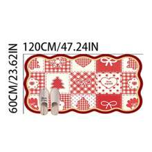 1pc Christmas Red & White Patchwork Shaped Doormat, Welcome Mat, Christmas Tree Bow Heart Plaid Carpet, Rug, Christmas Rug, Bedroom Carpet, Area Rug - Multicolor - View 15