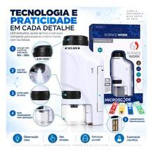 MINI MICROSCÓPIO PORTÁTIL INFANTIL COM LÂMINAS BIOLÓGICAS E SUPORTE PARA CELULAR 60X A 180X - A - Visão 2