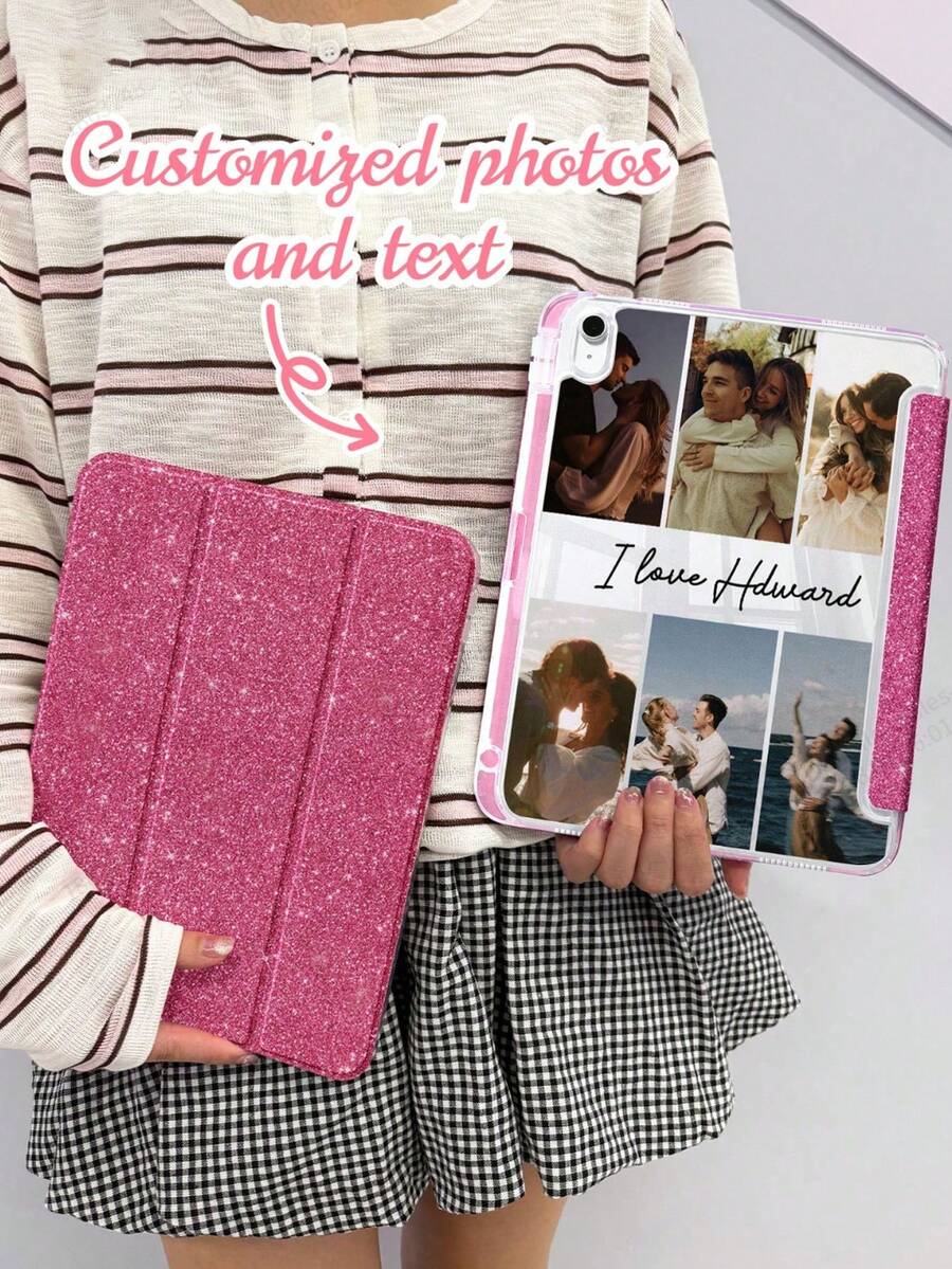 Custom 6-Slot Photo & Text Tablet Protective Case, Durable Acrylic Anti-Scratch Shell, Magnetic Auto Sleep/Wake Function, Built-In Stand And Pen Slot, Compatible With IPad Mini 6/7, 7/8/9 (10.2 Inch), Air 4/5 (10.9 Inch), Pro (11 Inch), Ultra-Thin Lightweight Design, Perfect Gift For Friends, Girlfriend, Etc., Ideal For Christmas, Birthday - Multiple Styles - View 1