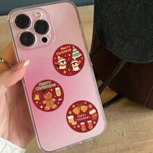 500pcs Merry Christmas Round Roll Stickers, Santa Snowman Waterproof Vinyl Stickers, Suitable For Phone, Tablet, Scrapbook, Gift Bags, Baking Packaging, Xmas Party Decor. - Multicolor - View 6